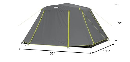 CORE Instant Cabin Tents | 6 Person / 9 Person / 10 Person / 12 Person Family Cabin Multi Room Pop Up Tents Car Camping | Included Storage Pockets