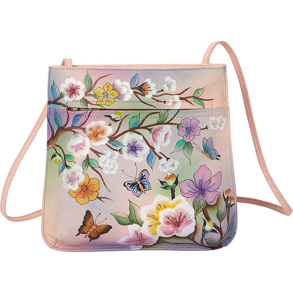 Anuschka Handpainted Leather Mini X-Body Bag, Japanese Garden