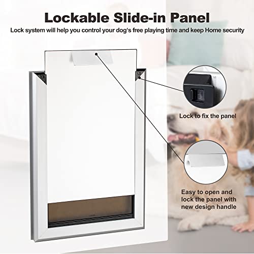 Giant Dog Door for Exterior Doors: Heavy Duty Aluminum Doggie Door, Extreme Weather Doggy Door for Large and Extra Large Dogs Up to 220 lbs