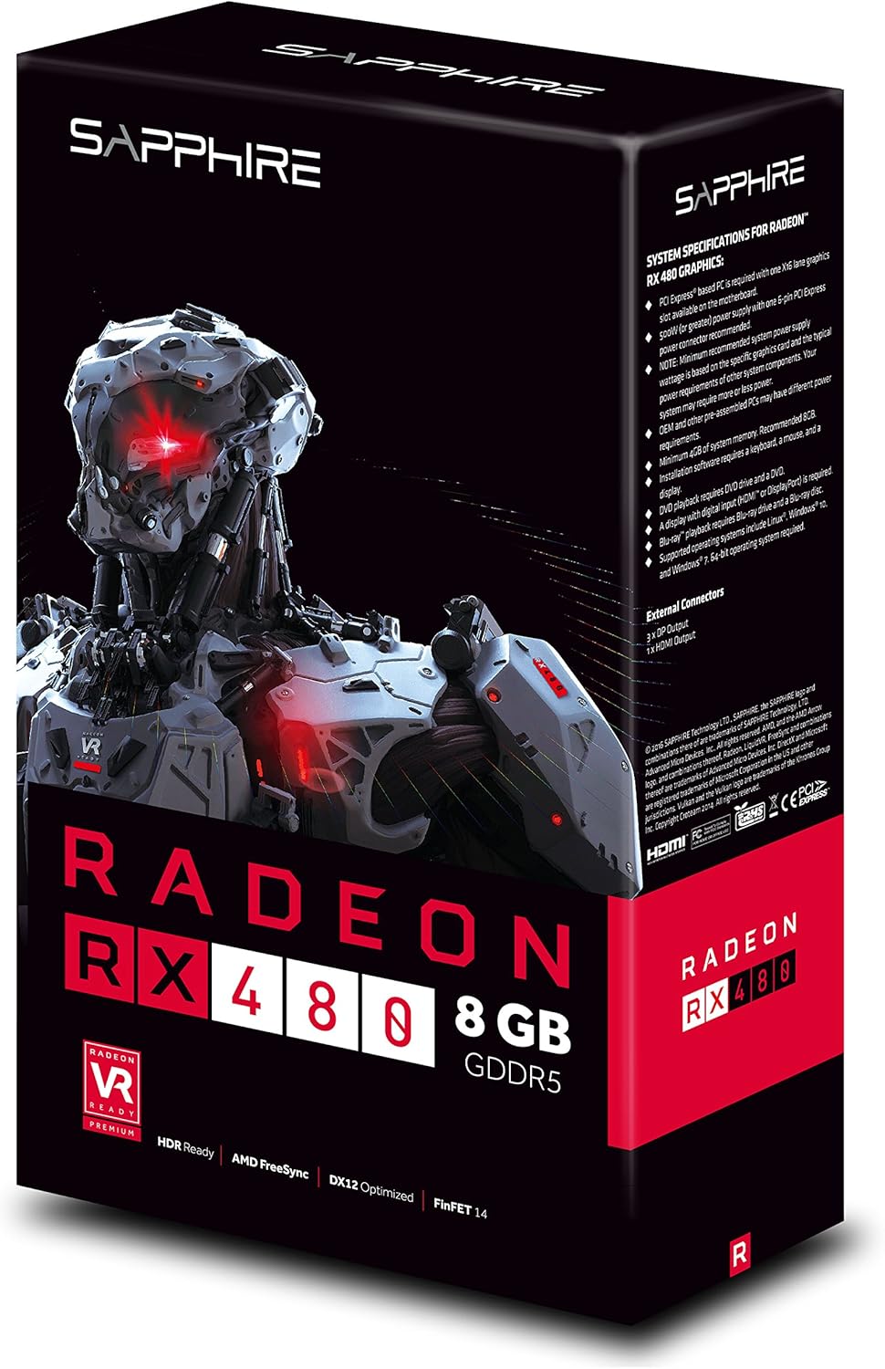 Sapphire Radeon RX 480 8GB GDDR5 HDMI / Triple DP (UEFI) PCI-Express Graphics Card 21260-00-20G