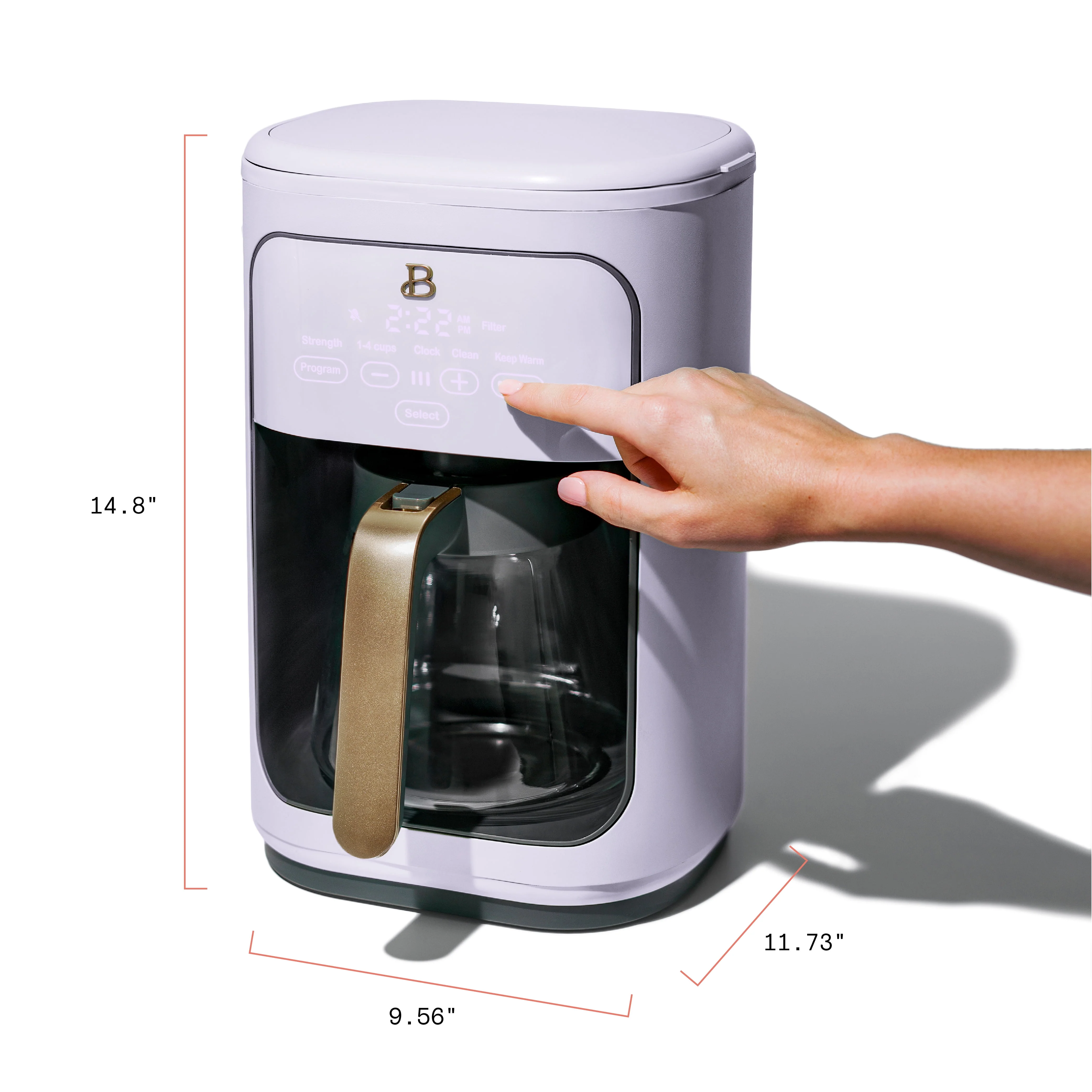 Beautiful 14-Cup Programmable Drip Coffee Maker with Touch-Activated Display, Rose by Drew Barrymore