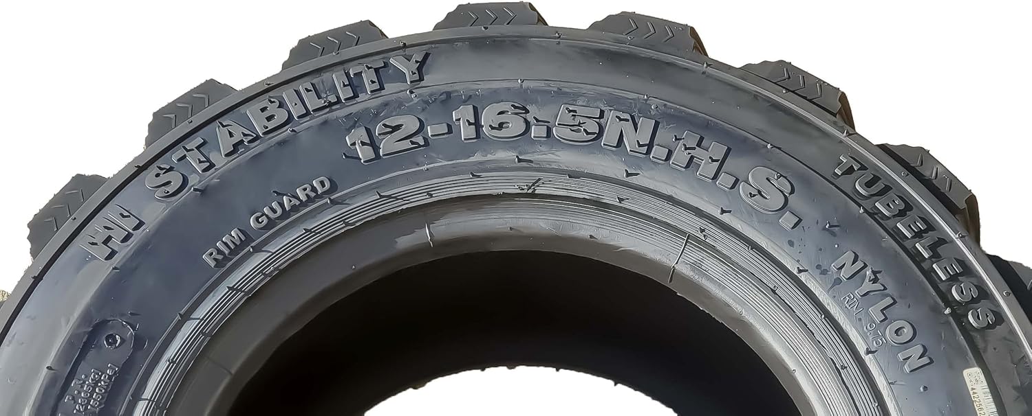 One New Super Guider Heavy Duty 12-16.5 12x16.5 12 Ply Industrail Skid Steer Tire w/Rim Guard