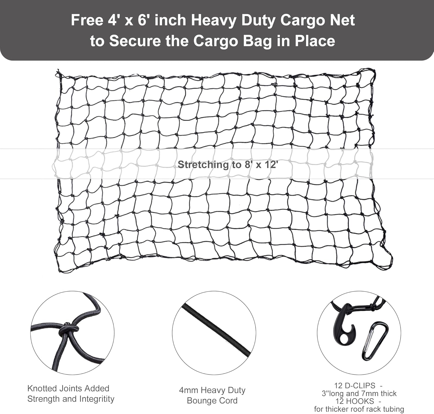 AlltoAuto Truck Bed Cargo Bag with Cargo Net, 100% Waterproof 600D Heavy Duty, Fits Any Truck Size（51''x40''x22''