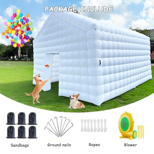 CZGBRO Large Inflatable Nightclub with Light, 20X16.5X12FT White Disco Cube Gazebo Event House Portable Inflatable Party Tent for Birthday, Wedding