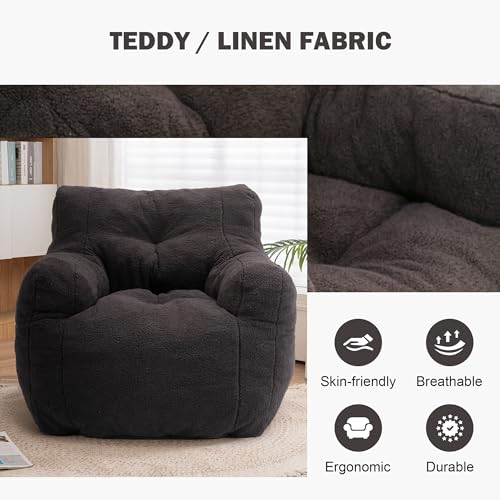 INMOZATA 3FT Bean Bag Chair for Adult Teens Kids(with Filler) Furniture - Soft Teddy Fabric Lazy Sofa Chair