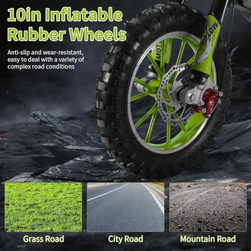 49cc Kids Dirt Bike, 2-Stroke Gas Powered Mini Motocross Motorcycle, Off-Road Dirtbike for Kids 5-14 with Front/Rear Disc Brakes, Shock Absorption