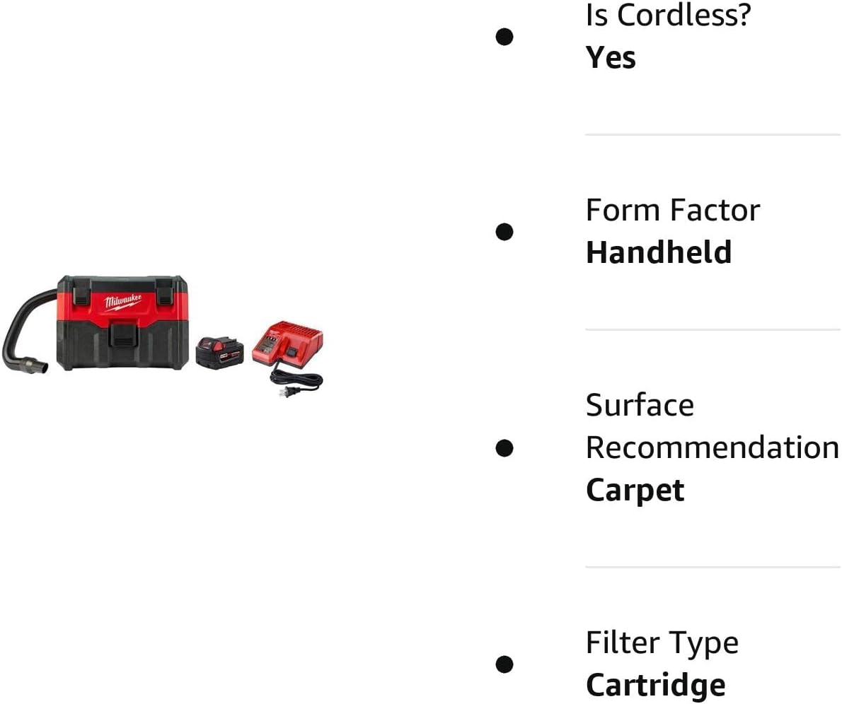 Milwaukee 0880-20P M18 Wet/Dry Vacuum with XC5.0 Starter Kit