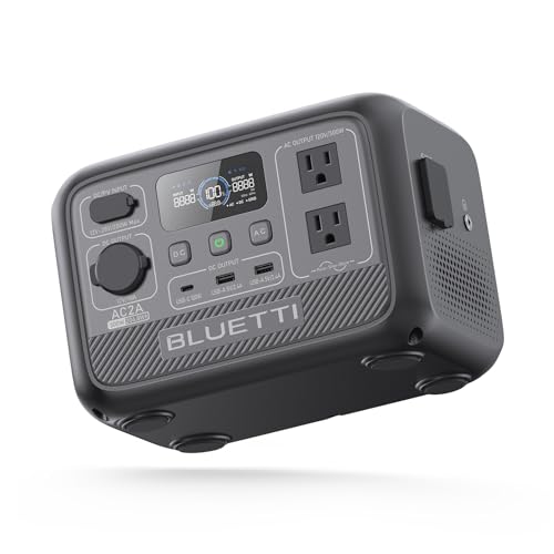BLUETTI Portable Power Station AC2A, 204Wh LiFePO4 Battery Backup w/ 2 300W (600W Power Lifting) AC Outlets, Recharge from 0-80% in 45 Min.