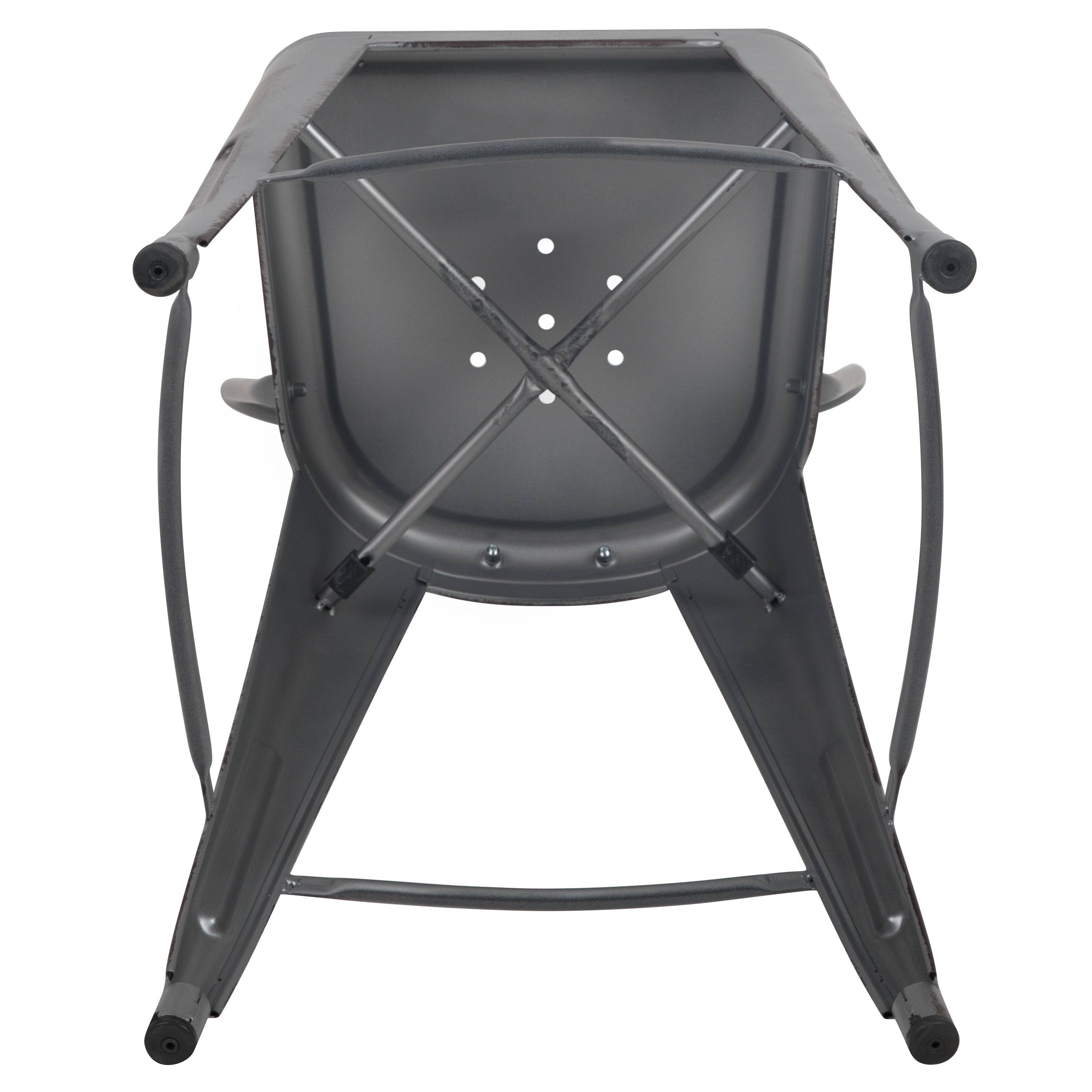 Lancaster Home Distressed Metal 30-Inch Stool (Black)