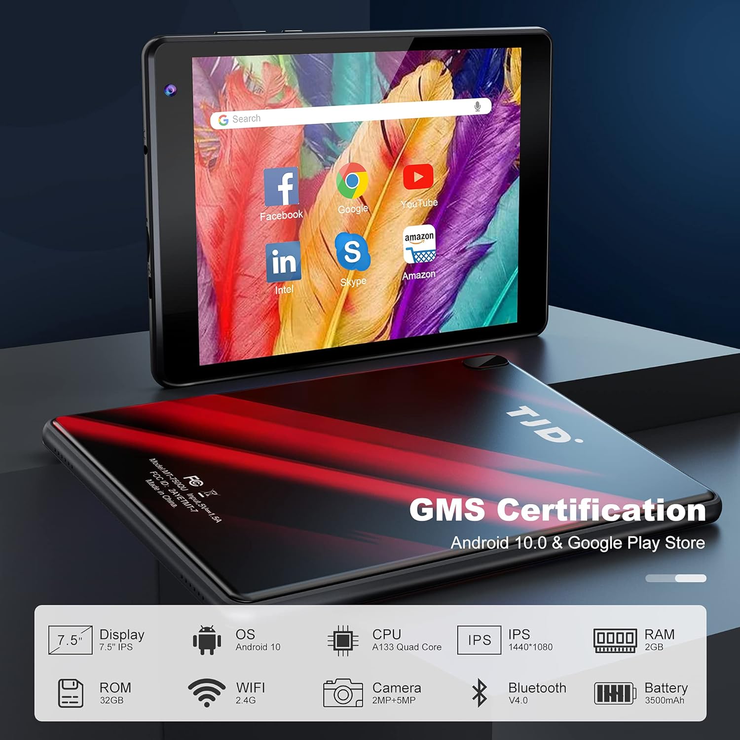 Tablets, Android Tablet 7 inch,Google Certified Android 10, 32GB Storage, Quad-Core Processor, IPS HD Display, Dual Camera, Dual Camera, Wi-Fi