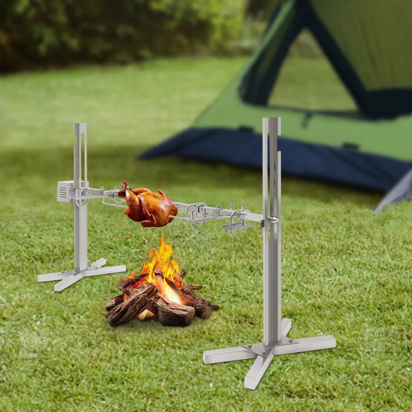 OUKANING 66lbs Large Grill Rotisserie Spit Roaster Rod Electric BBQ Chicken Pig Motor Kit