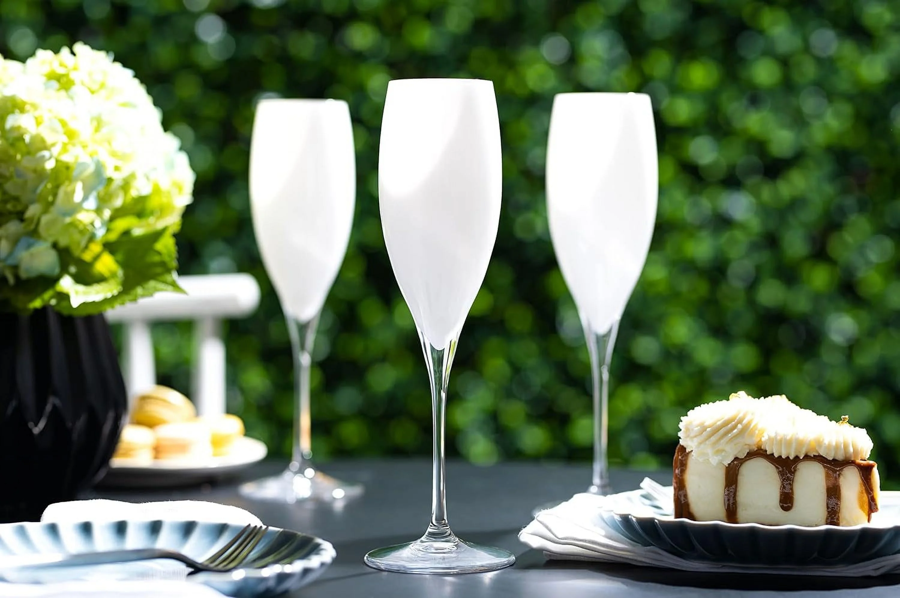 Toasting Flute Glass - Champagne - Flutes - Set Of 6 Crystal Glasses - Wedding Toasting Flutes - White - 11 Oz Made In Europe