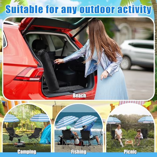 Karenhi 2 Set Beach Camping Chair with Umbrella for Adult Folding Reclining Camping Chair with Foot Rest Adjustable Clamp Canopy Shade for Outdoor