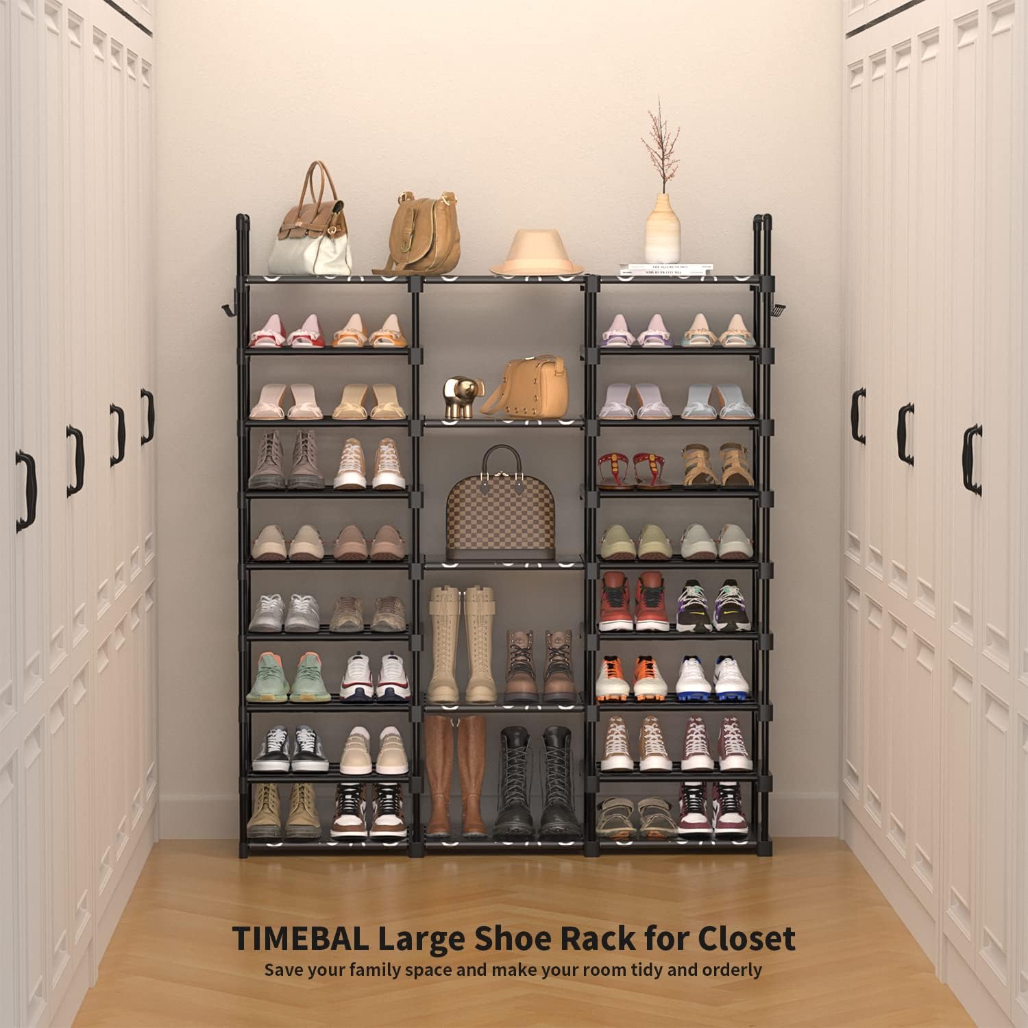 TIMEBAL 9 Tiers Shoe Rack Storage Organizer Shoe Shelf Organizer for Entryway Holds 50-55 Pairs Shoe and Boots