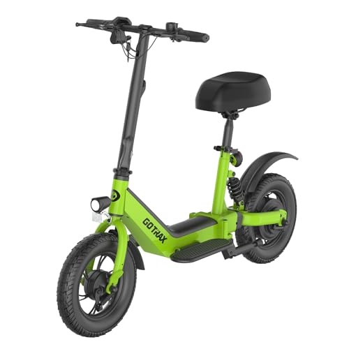Gotrax A5 Electric Scooter w/Seat for 13+, 12" Pneumatic Tire, Max 15.5 Miles &15.5 Mph Power by 400W Motor, Dual Rear Shock Absorber &Dual Brake