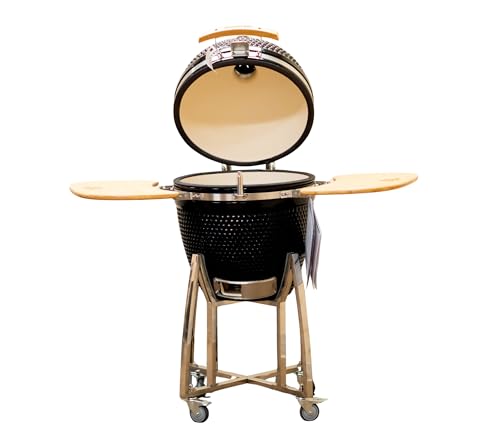 21" Kamado Grill COALS by Comfortbilt Ceramic Charcoal Grill Smoker with Cart Side Shelves and 412 Cooking Square Inches