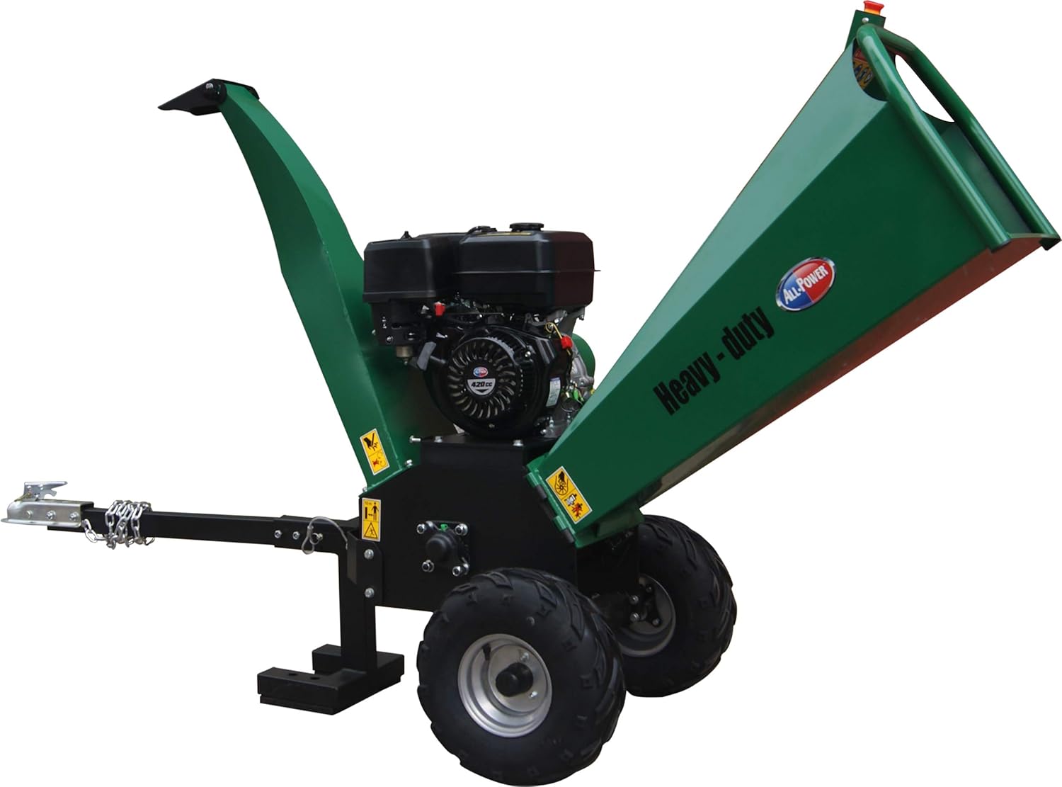 All Power America APWC420 Heavy Duty Durable Wood Chipper Shredder Mulcher-Max 6 Inch Cutting Diameter Capacity Gas Powered, 15HP 420cc, 6 inch
