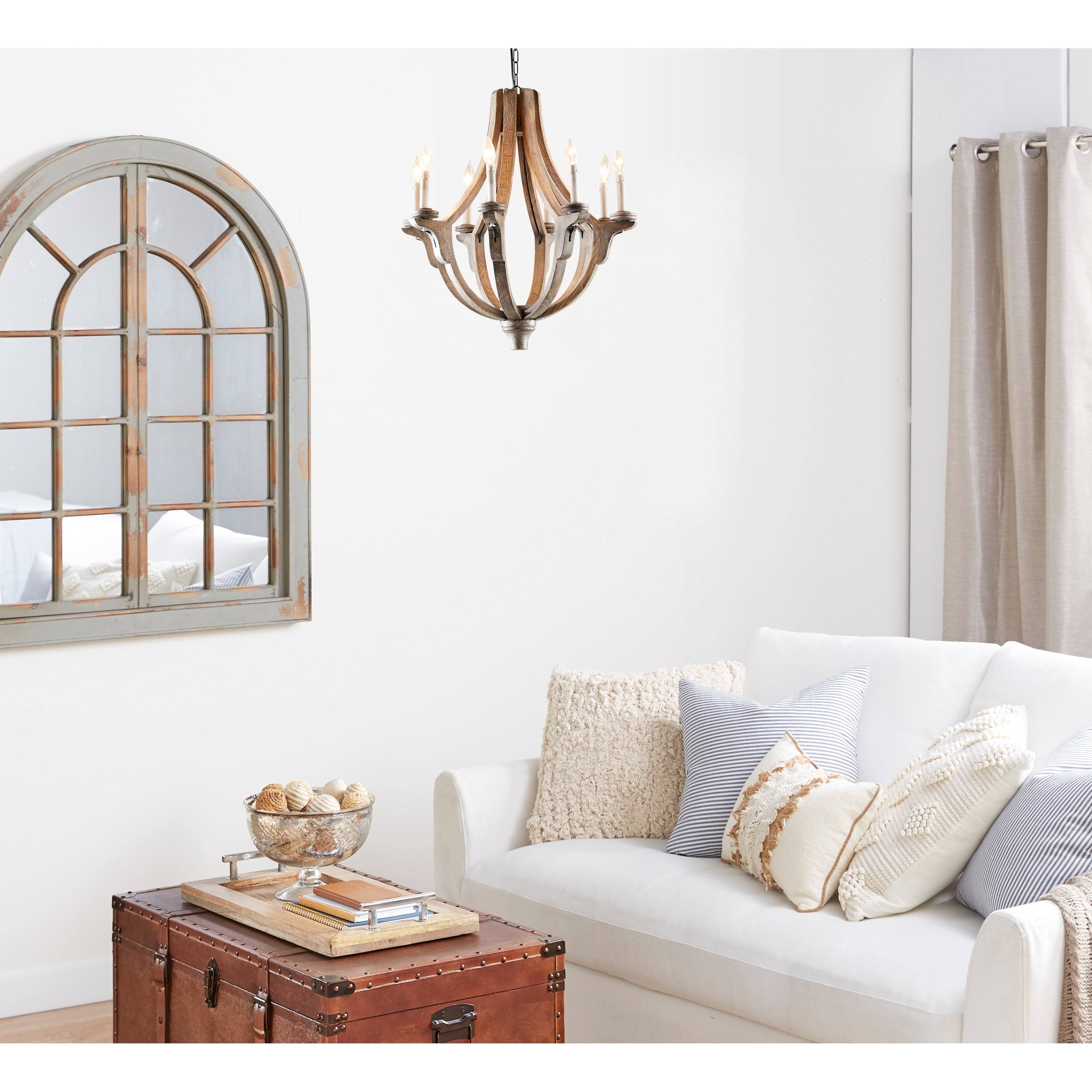 Brown Wood Rustic Candle Chandelier, 28 x 25 x 25 - 42620