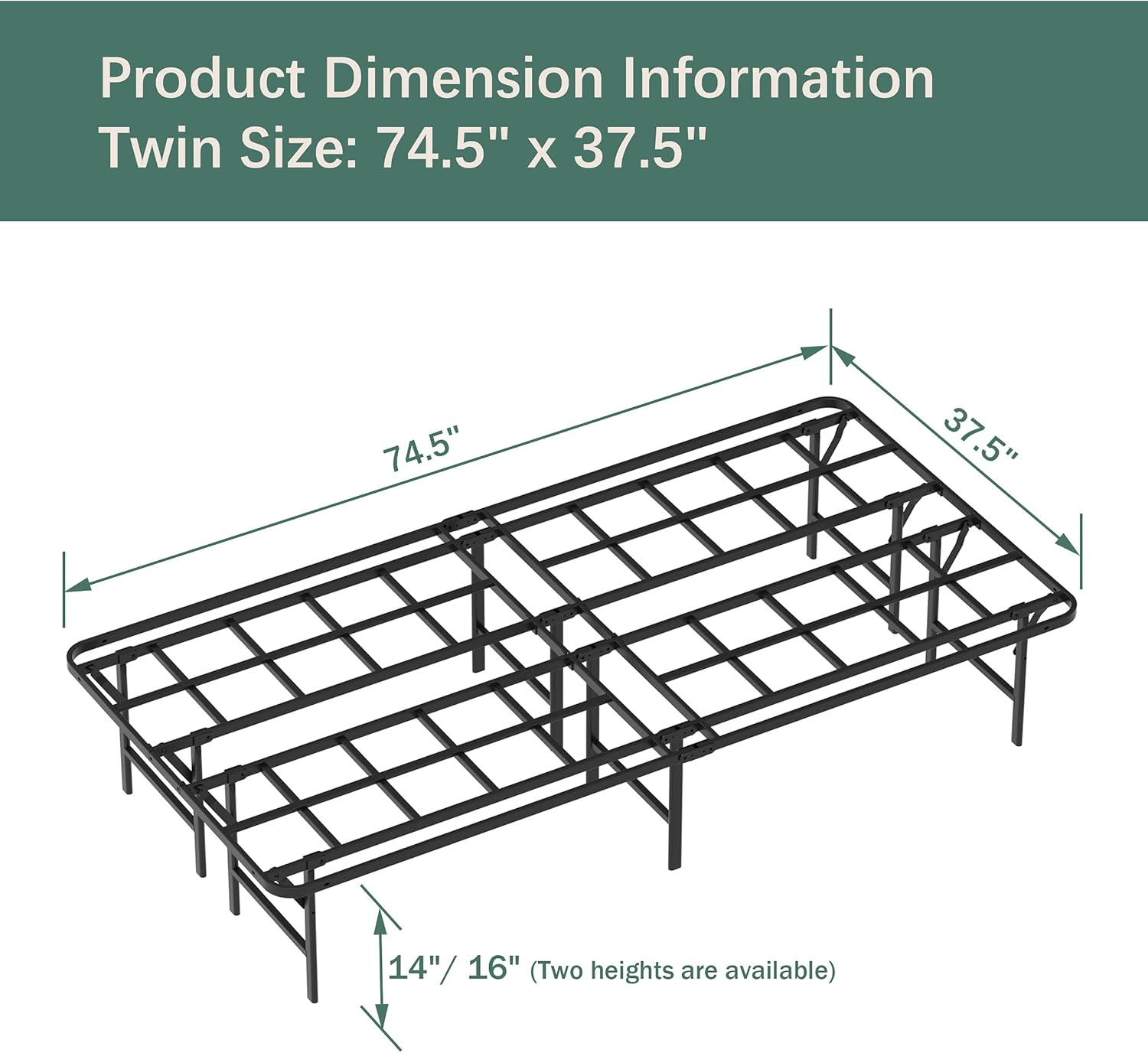 ZIYOO 16 Inch California King Platform Bed Frame Base, Mattress Foundation, Box Spring Replacement, Quiet Noise-Free
