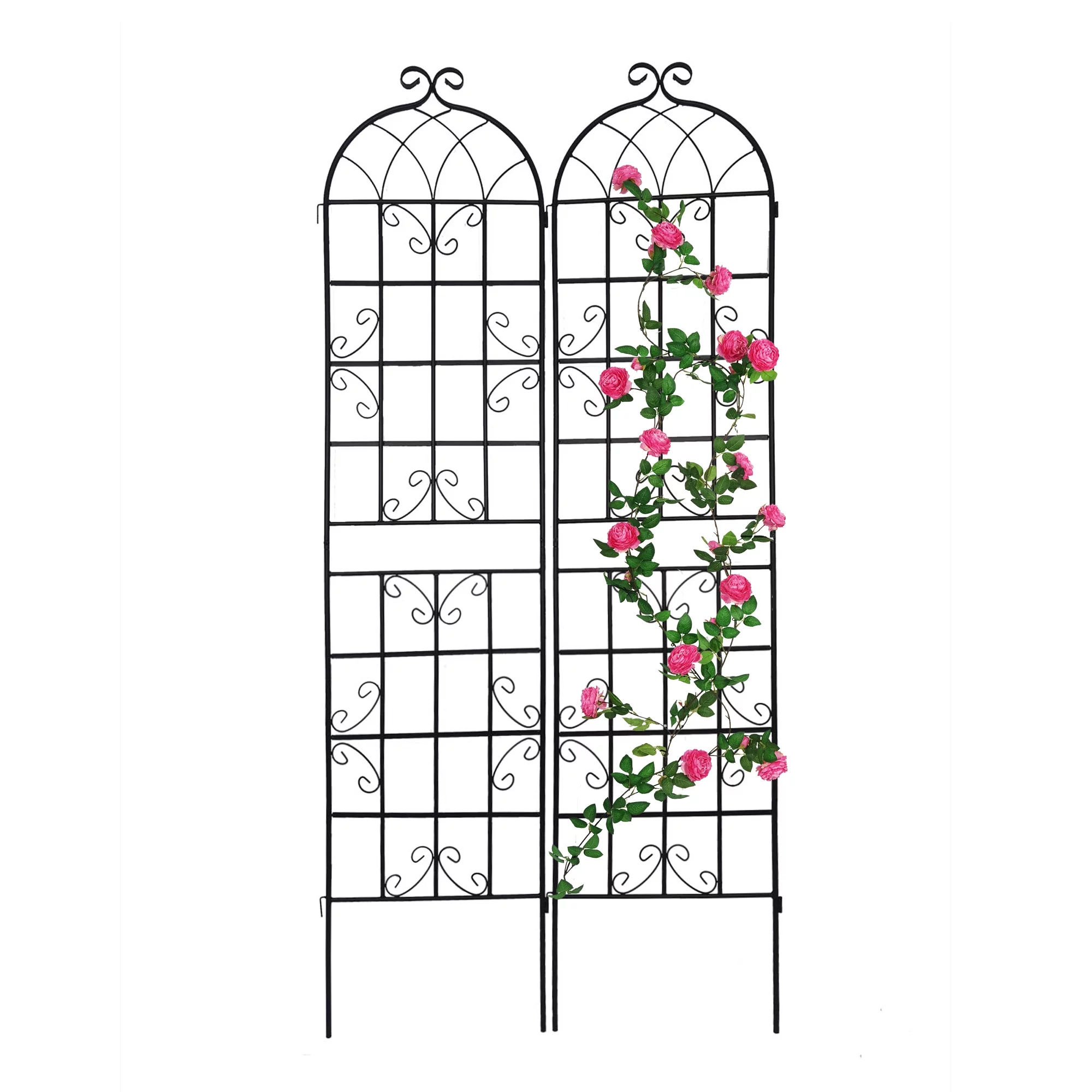 High Climbing Plants Support Rose Arch Outdoor, Metal Garden Trellis Black - Radiant Selections