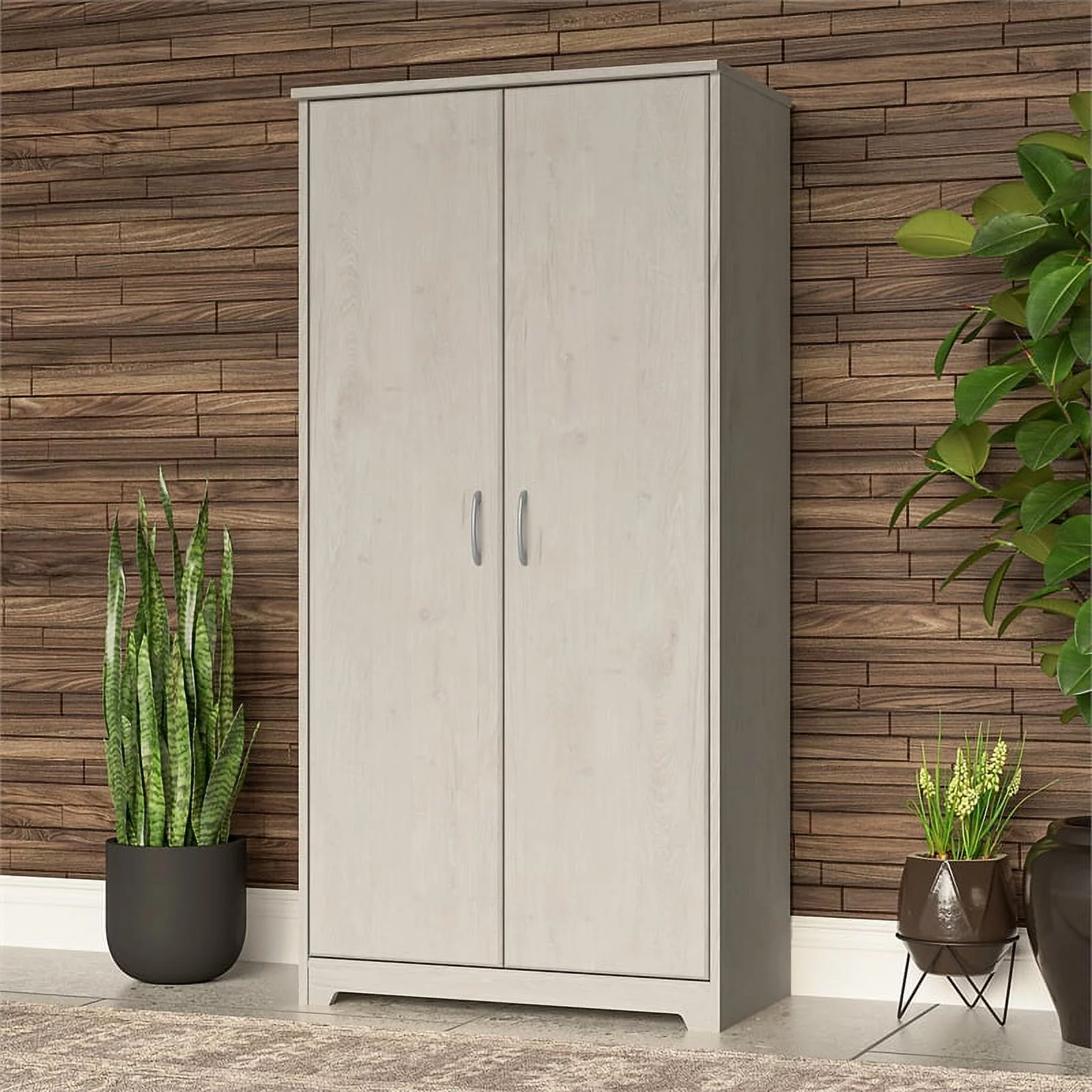 Bowery Hill Tall Storage Cabinet in Linen White Oak - Engineered Wood