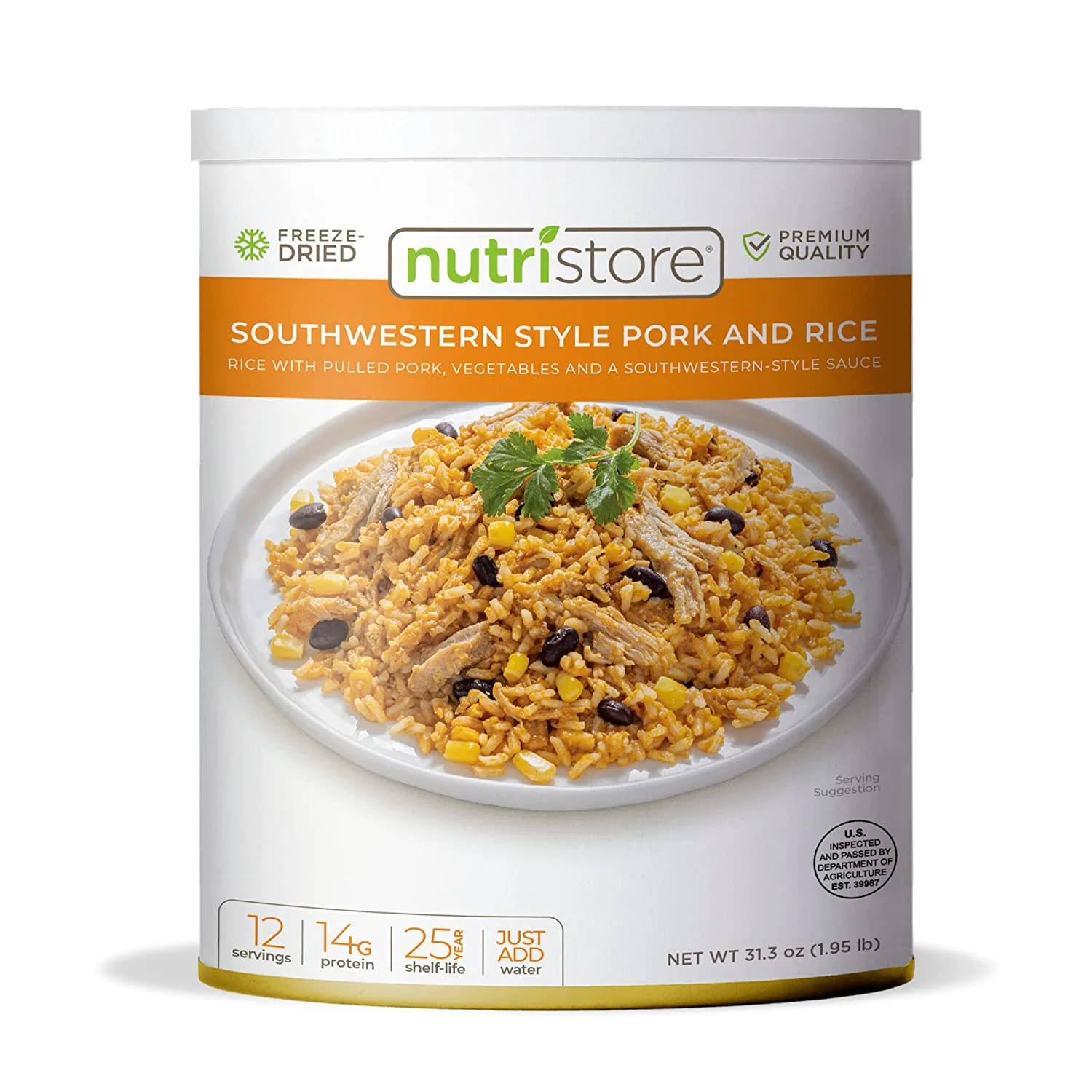 Nutristore Freeze-Dried Southwestern Style Pork and Rice | Emergency Survival Bulk Food Storage Meal | Perfect for Everyday Meals and Long-Term
