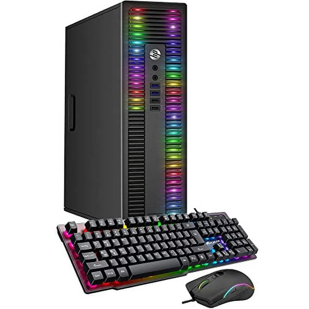 HP Custom Built RGB Lights PC with 24 Inch Monitor ProDesk Desktop Computer Intel Core i5 6500 Quad-Core Processor 16GB RAM 512GB SSD Win 10 Pro