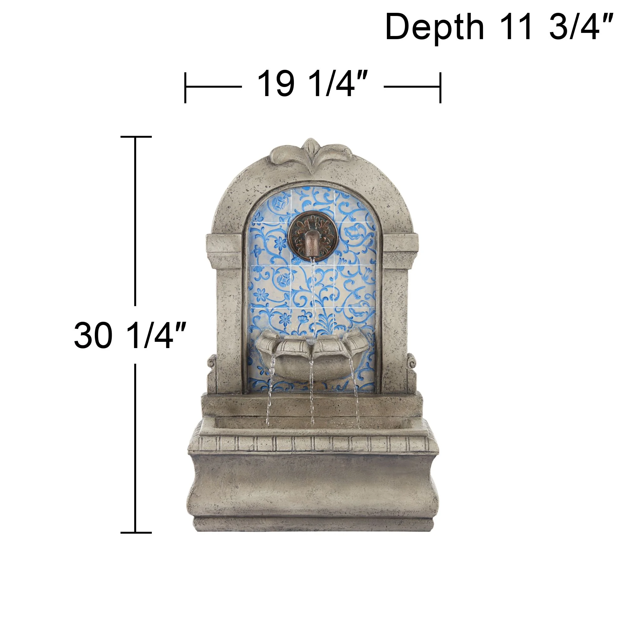 John Timberland Manhasset Modern Cascading Spout Bowl Outdoor Wall Water Fountain 30 1/4" for Yard Garden Patio Home Deck Porch Exterior Balcony Roof
