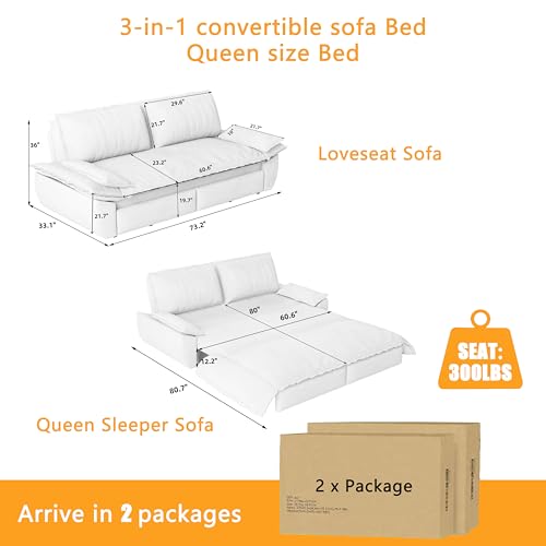 70.1" Futon Sofa Bed Queen Size, Pull Out Bed, 3-in-1 Convertible Sleeper Sofa with 2 Soft Pillows, Modern Velvet Futon Couch for Living Room