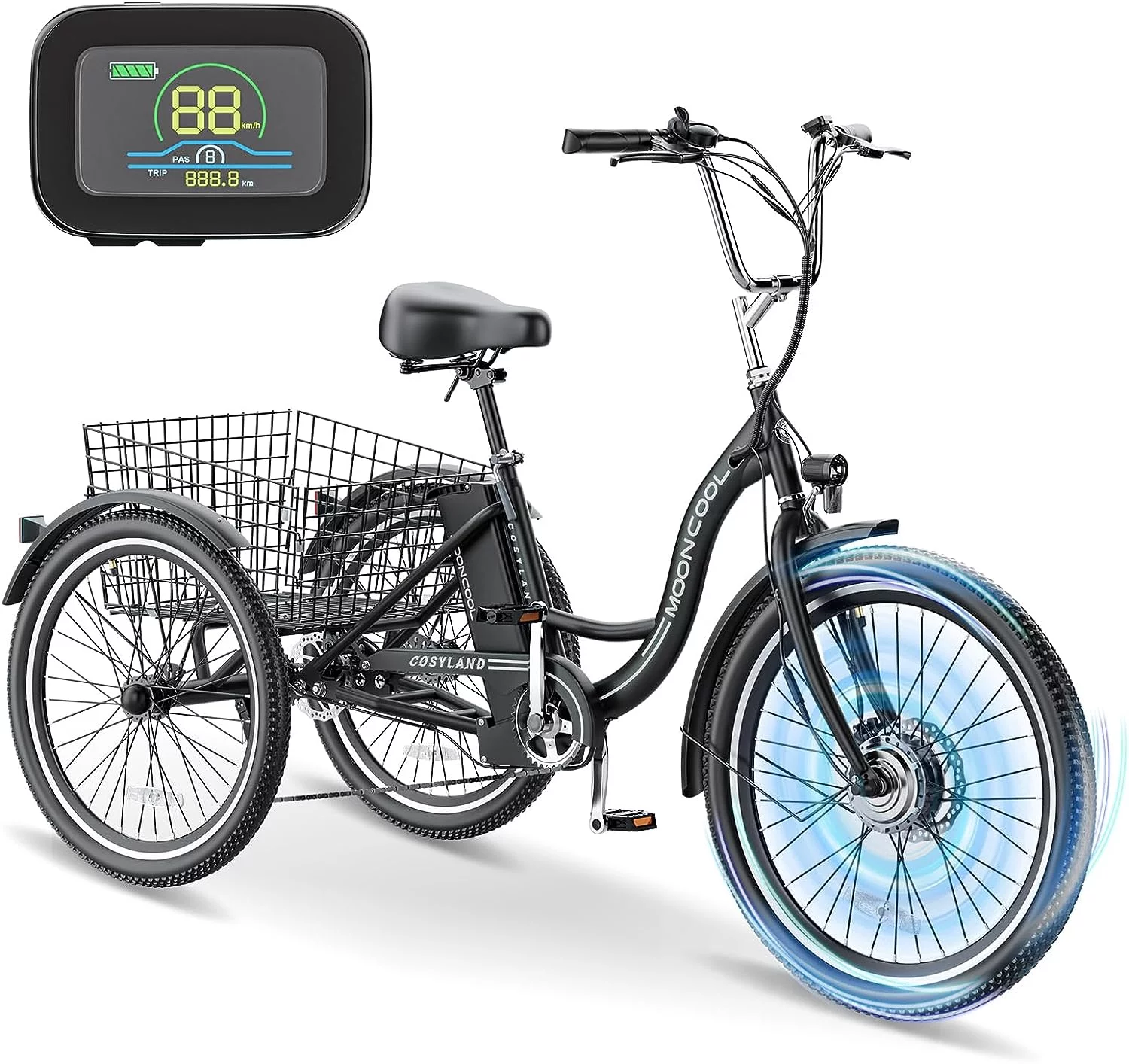 Mooncool 24 26 3 Wheel Electric Tricycle for Adults