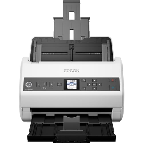 Epson DS-730N Network Color Document Scanner, 100-page Auto Document Feeder (ADF), Duplex Scanning