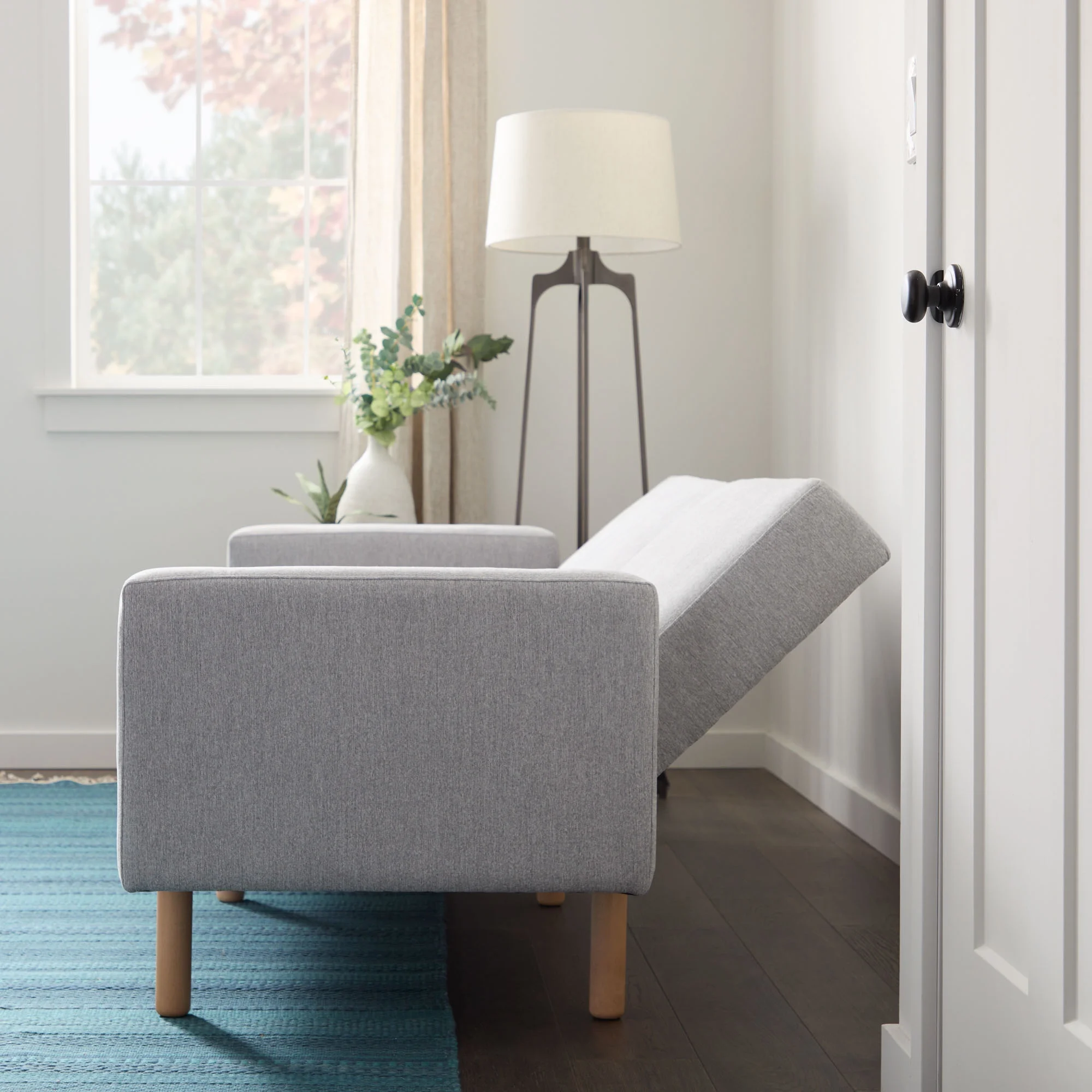 Mayview Upholstered Wood Base Futon, Light Gray