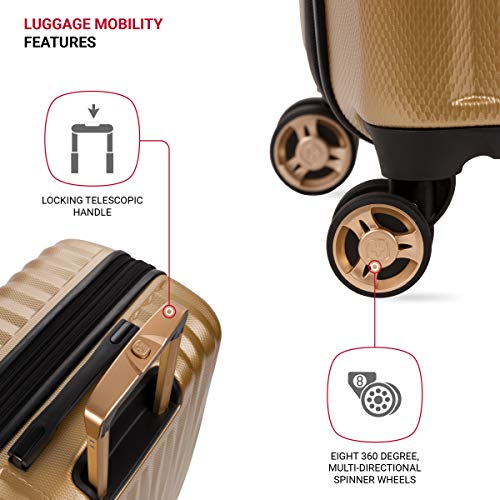 SwissGear 7272 Energie Expandable Hardside Luggage with Spinner Wheels and TSA Lock, Gunmetal, Carry-On 19-Inch