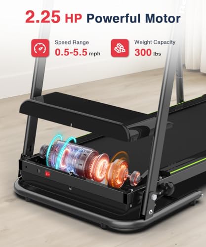 Redliro Walking Treadmill with Long Handrail for Balance, Recovery Fitness Exercise Machine Foldable for Home use with Holder for Phone & Cup