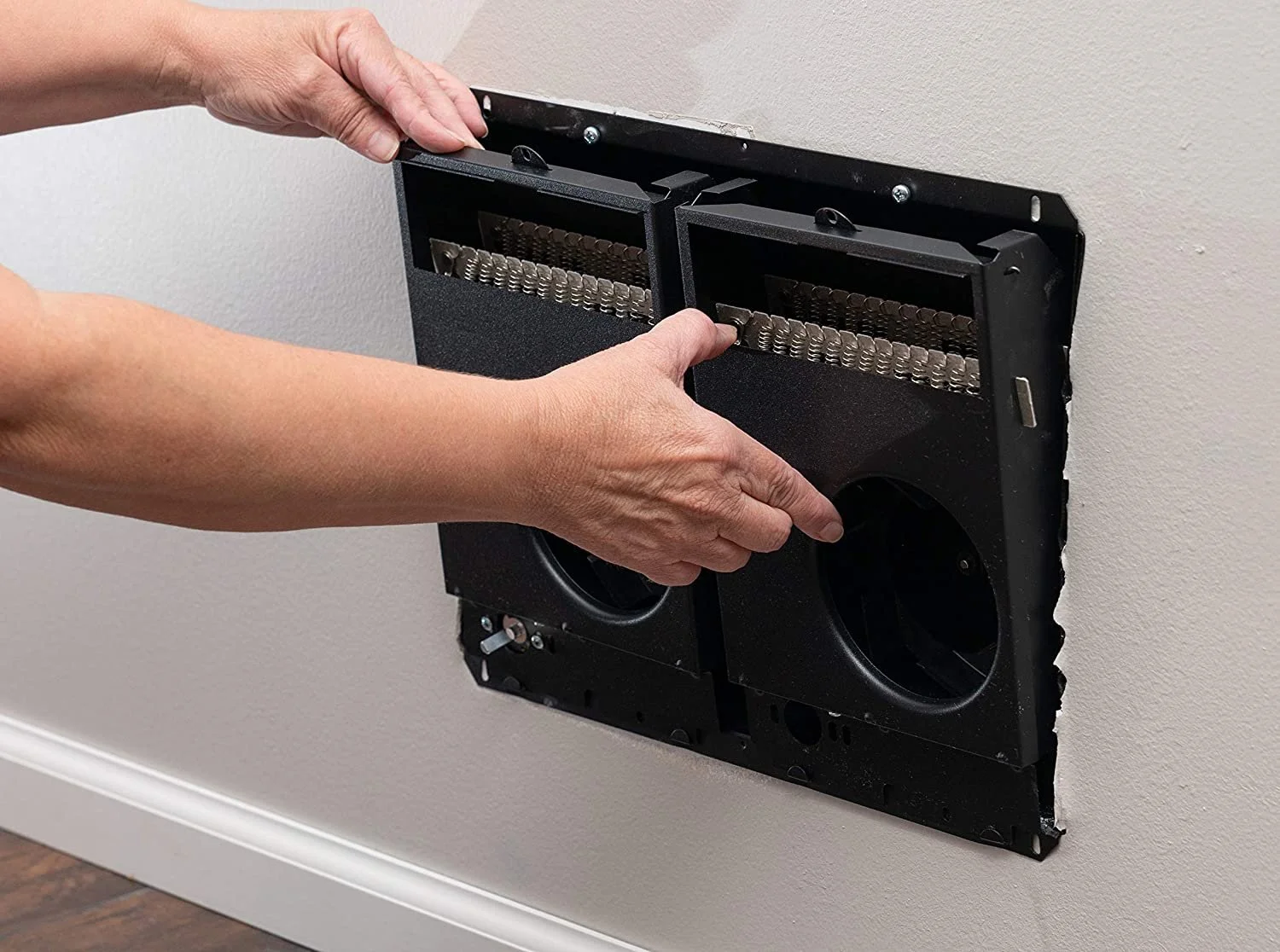 Cadet Com-Pak Twin Electric Wall Heater Complete Unit with Thermostat Model: CSTC402TW, Part: 67527, 13648/10236 BTU, 240/208 Volt, 4000/3000 Watt