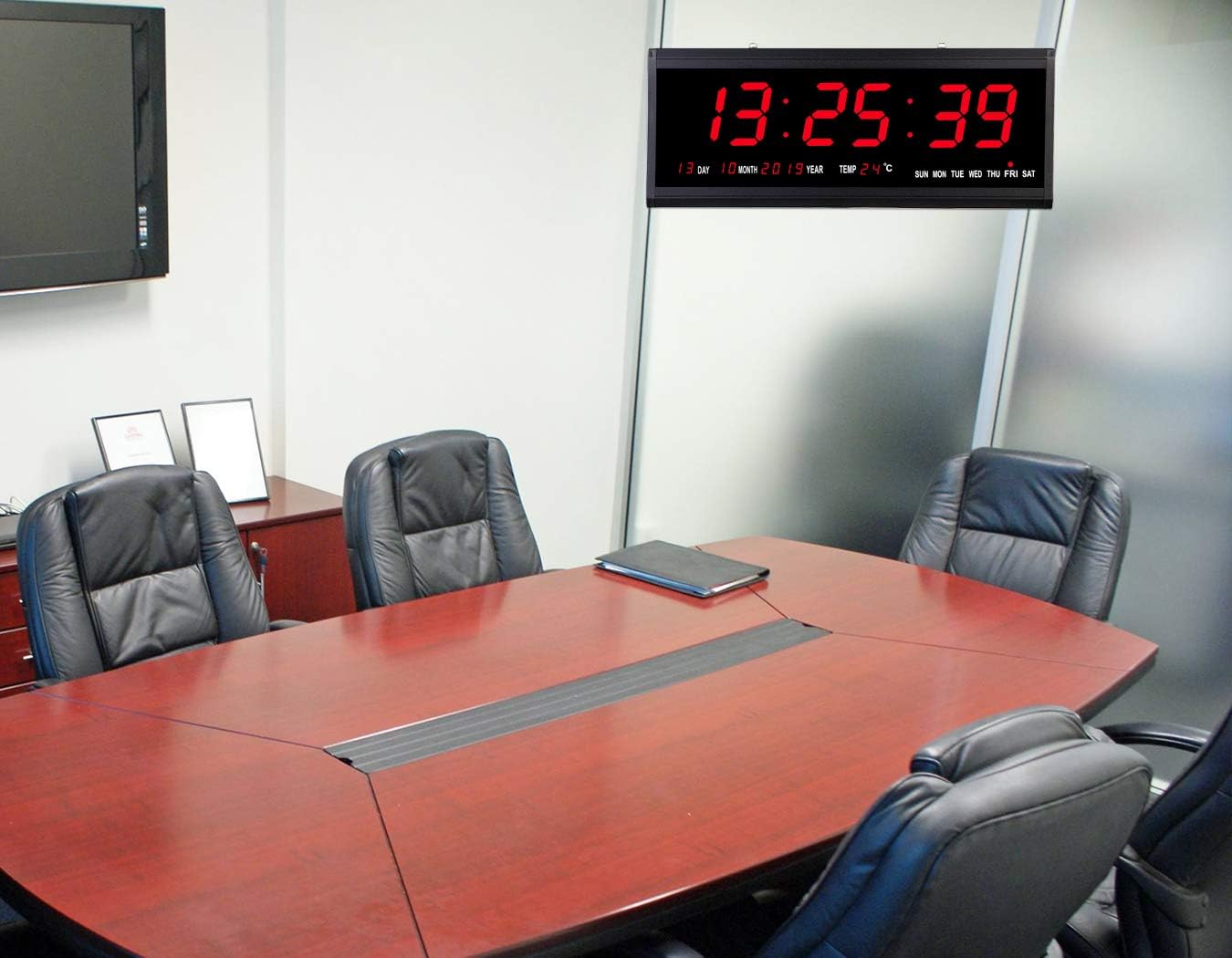18.9 Inch Oversized LED Digital Wall Clock Large Display with Indoor Temperature Date and Day of Week
