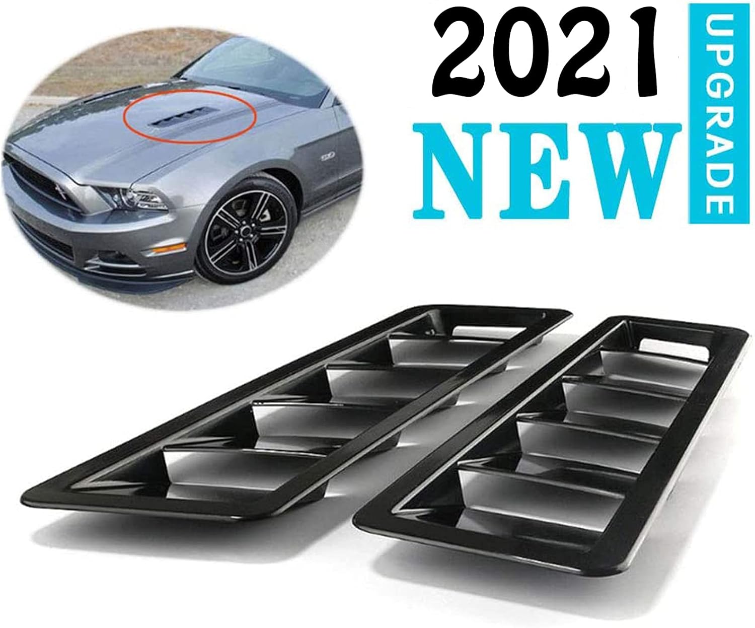 Zmucen Car Hood Vent louvers Cold Air Flow Intake Fitment Louvers Vents Bonnet Cover Hood Vent Air Flow Intake Side Scoop Hood Cover Car Decorative