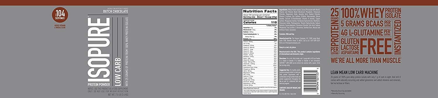 Isopure Protein Powder Low Carb With Creatine Powder 500g Unflavored, Keto Friendly Protein Powder, 100% Whey Protein Isolate