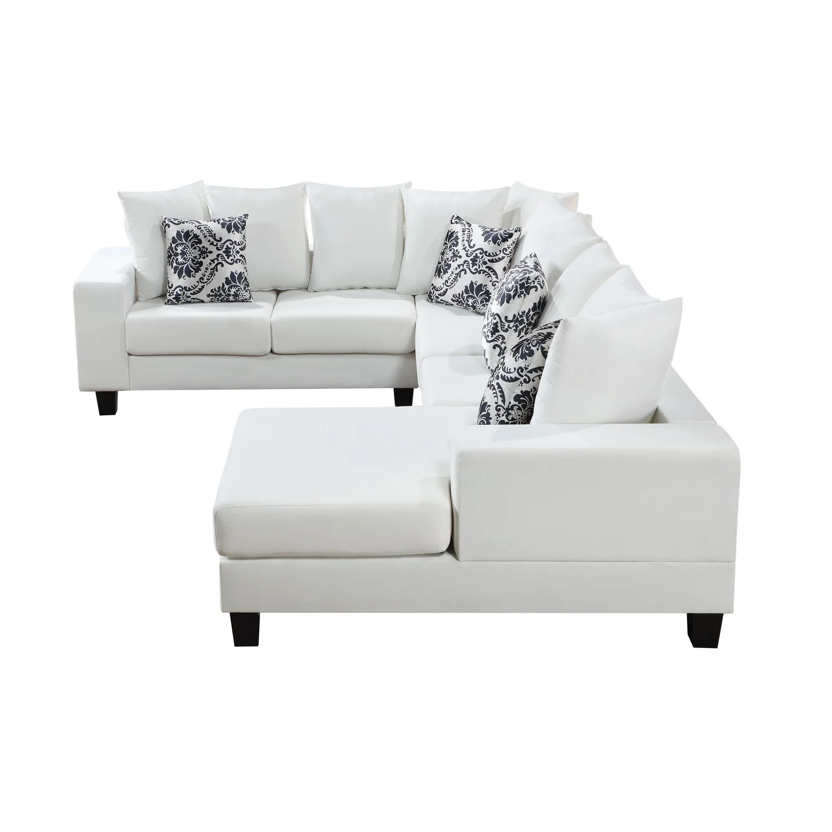 Soges Modern U Shape Sectional Sofa 110"x85", 7-Seat Velvet Sofa with Pillows, Couch Set for Living Room, Apartment, Office, White
