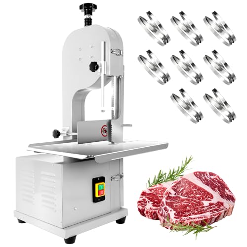 2000W Commercial Bandsaw Machine, 20x16" Stainless Table, 0.04-8" Cutting Thickness, Electric Bone Saw Machine with 8 Blades