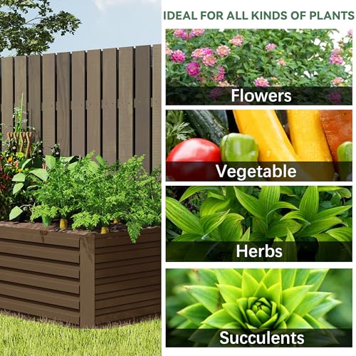 FOOWIN 2pcs 8x4x2ft Galvanized Raised Garden Bed, Planter Raised Garden Boxes Outdoor, Large Metal Raised Beds for Gardening