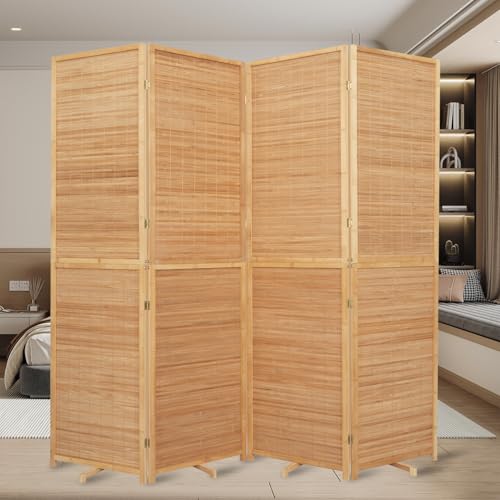 Bamboo Room Divider Folding Privacy Screens, Wall Divider for Room Separation, Portable Room Partitions and Dividers