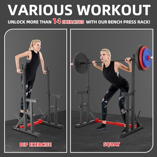 VANSWE Squat Rack for Home Gym, Weight Lifting Bench Press Rack, Fitness Adjustable Barbell Stand