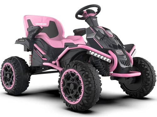 24V Ride on Toy for Big Kids, Kids' Electric Vehicles Outdoor Race Toy with 4 Strong Motors Total 300W Bluetooth Speaker and 24V 7AH Big Battery