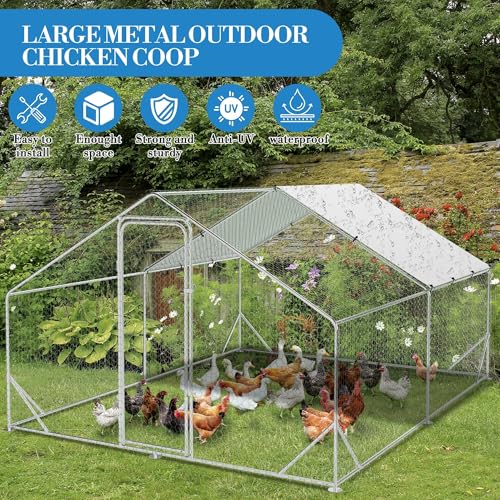 Large Metal Chicken Coop, Walk-in Poultry Cage