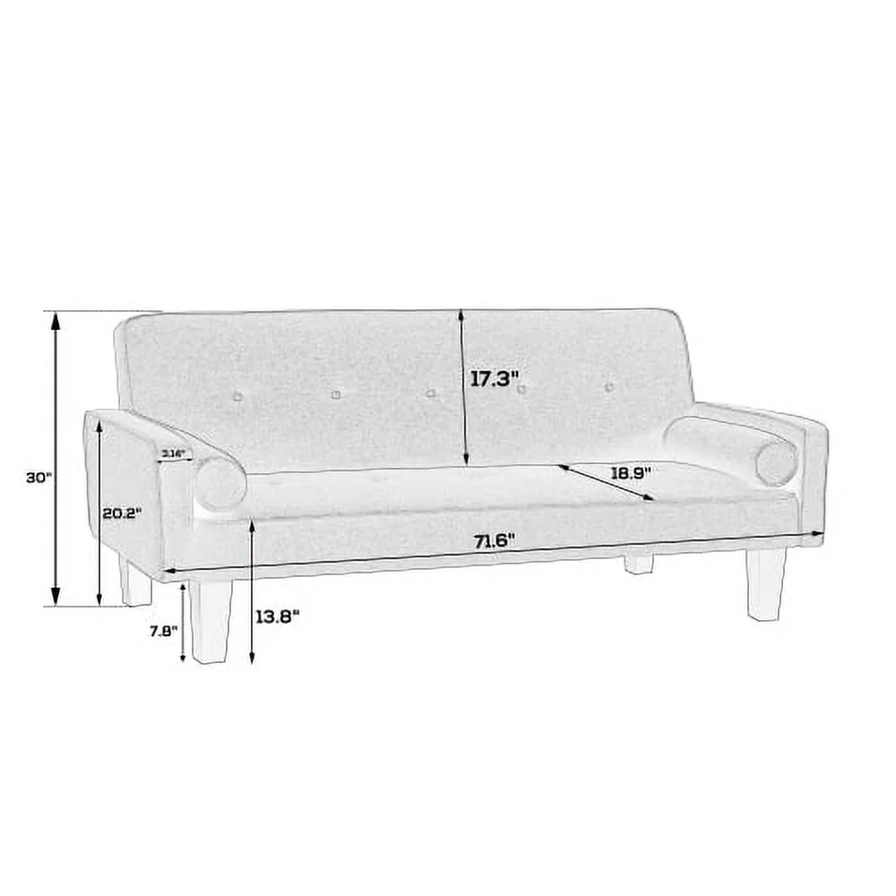 2059 sofa convertible into sofa bed includes two pillows 72" dark grey cotton linen sofa bed for family living room
