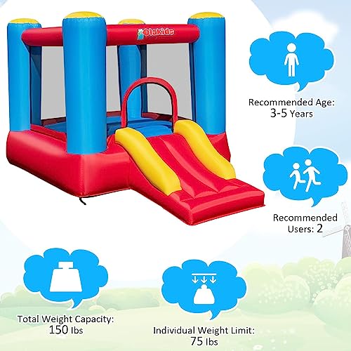 OLAKIDS Inflatable Bounce House, 3 in 1 Kids Jumping Castle with Large Bouncing Area, Slide, Basketball Rim