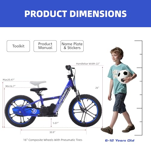 OLALA Electric Dirt Bike for Kids Aged 3-6, 170W Racing Grade Electric Motorcycle, New Aluminum Frame with 2 Power Modes, 24V Detachable Battery