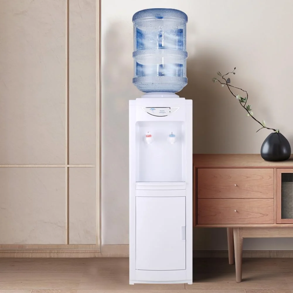 Hot & Cold Water Dispenser，Water Cooler Dispenser 5 Gallon Top-Loading Water Coolers with Child Safety Lock Removable Drip Tray & Storage Cabinet for