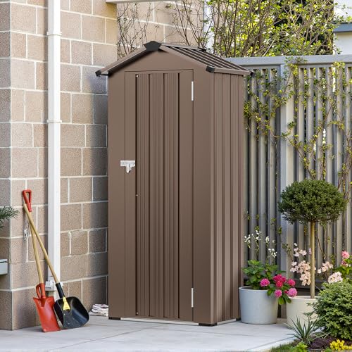 NicBex 6×5 Resin Outdoor Storage Shed with Floor & Window– All-Weather Lockable Small Tool Shed